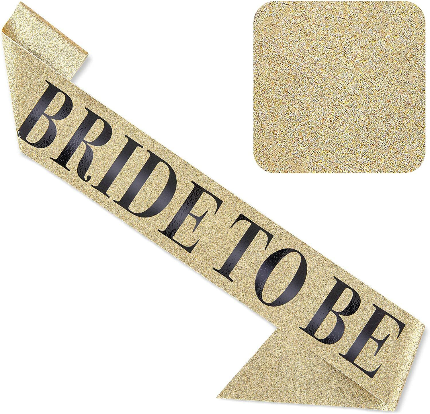 BRIDE TO BE SASH FOR BACHELORETTE PARTY – BRIDAL SHOWER GOLD GLITTER SASH