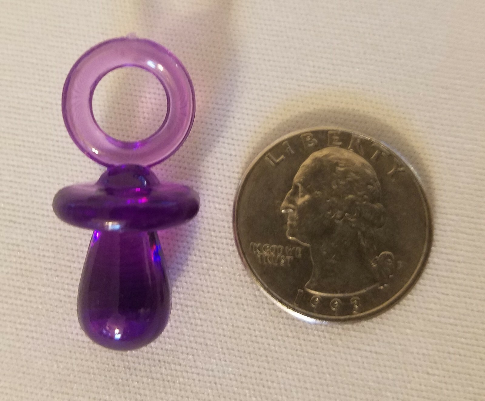 Lot of 50 Purple Acrylic Plastic Pacifiers Miniature Baby Shower Decorations