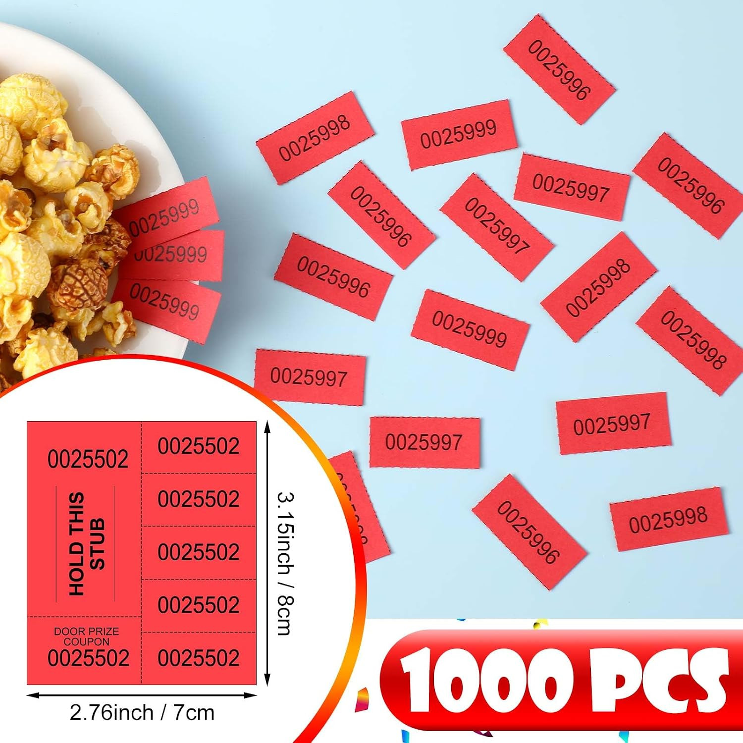 1000 Sheets 5 Bid Raffle Ticket Sheets Chinese Auction Tickets Numbers for Baske