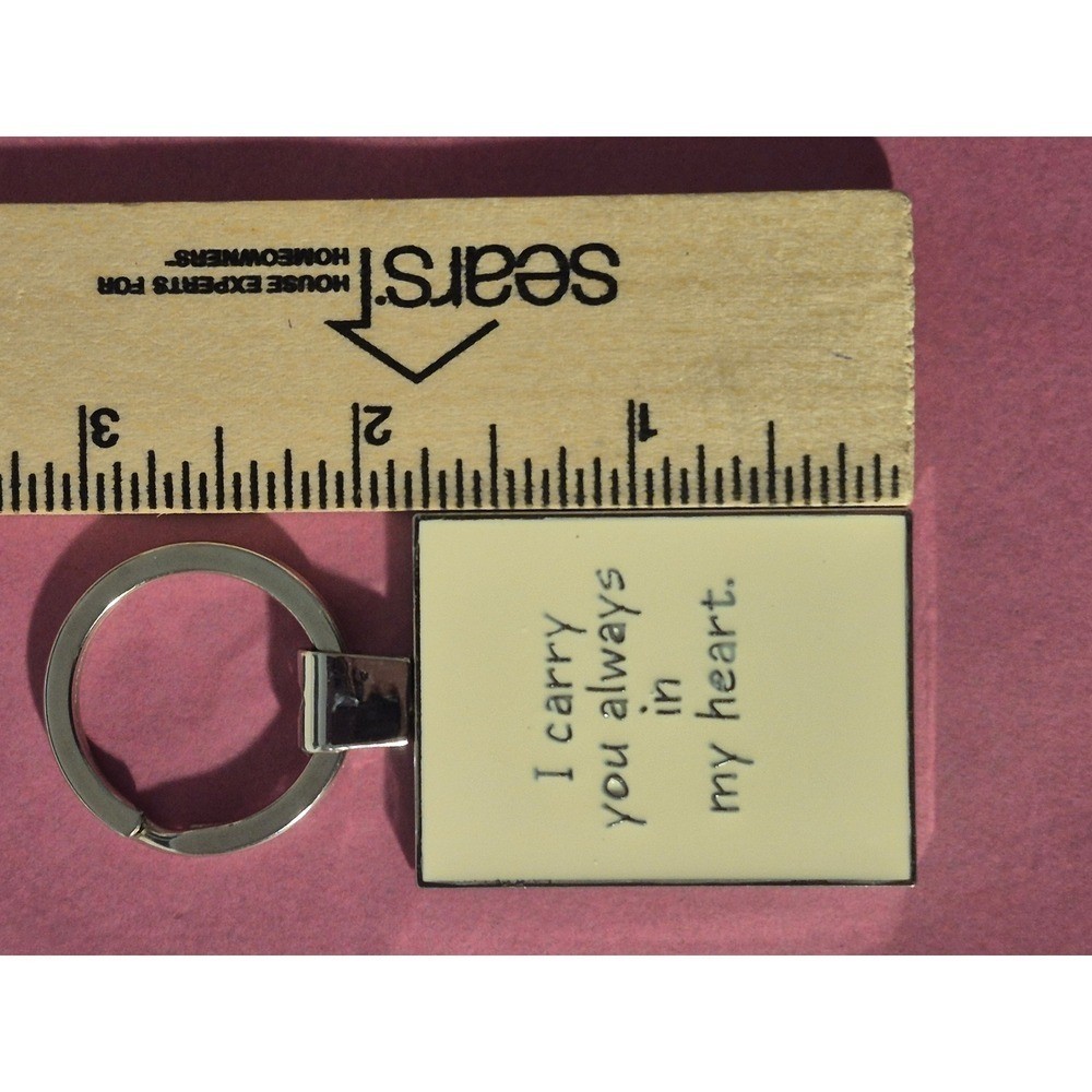 Hallmark I Carry You Always In My Heart Photo Key Chain Cream Metal Frame