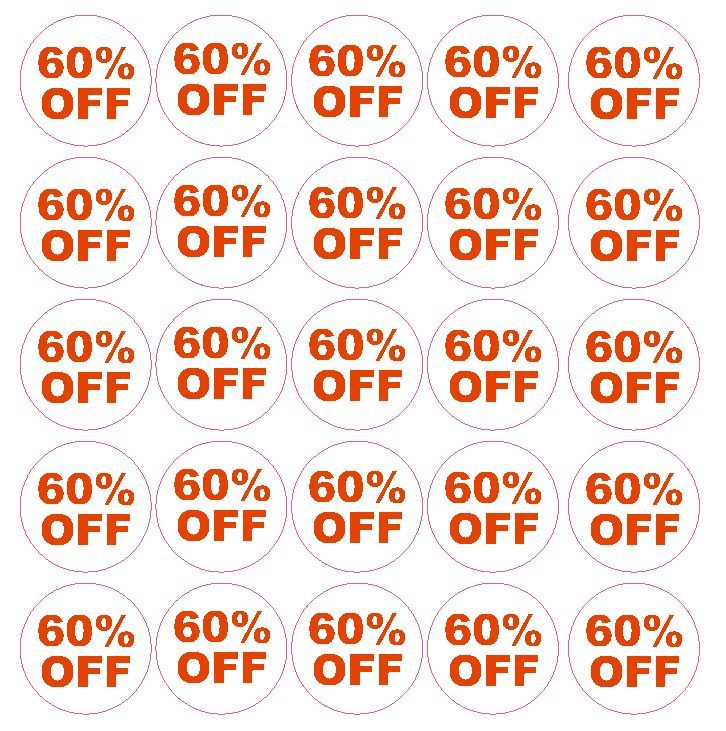 60% Percent Off Sale Sticker Retail Store FLEA MARKET Boutique MADE IN USA #D58