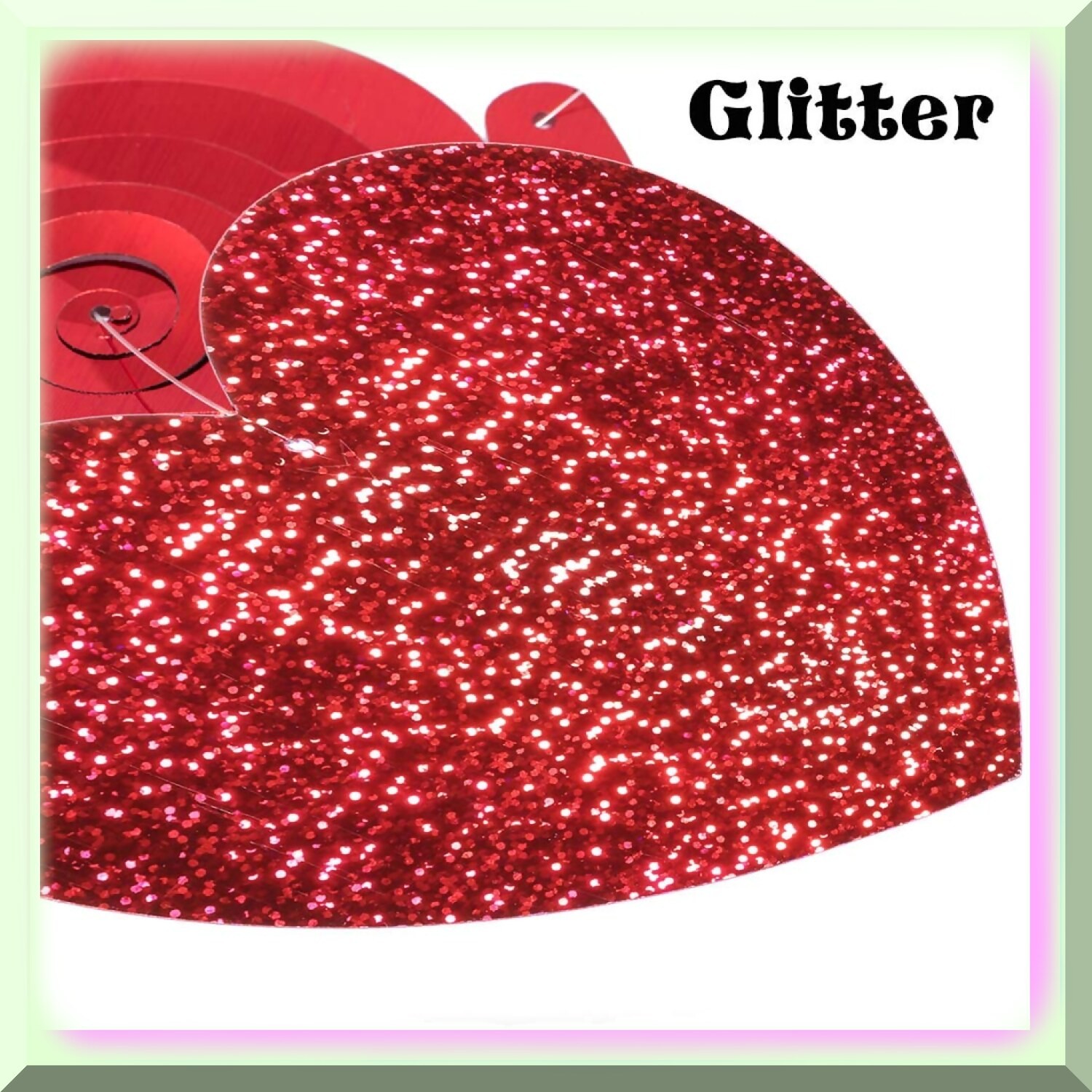 Sparkling Love Celebration Hanging Decor with Glitter Hearts and Swirls