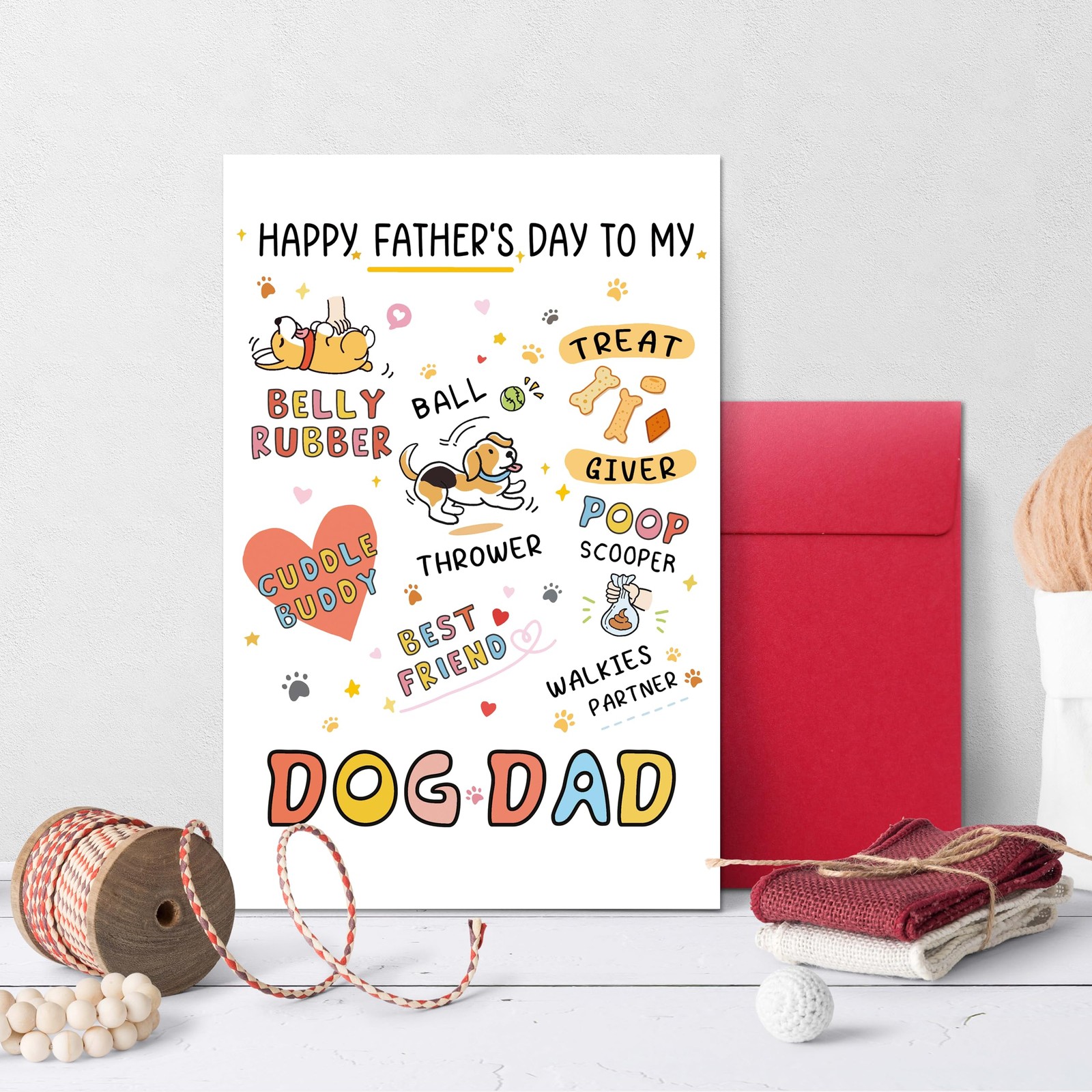 Cheeklee Cute Fathers Day Card for Dog Dad, Funny 8.1 x 5.3 inches, Dad