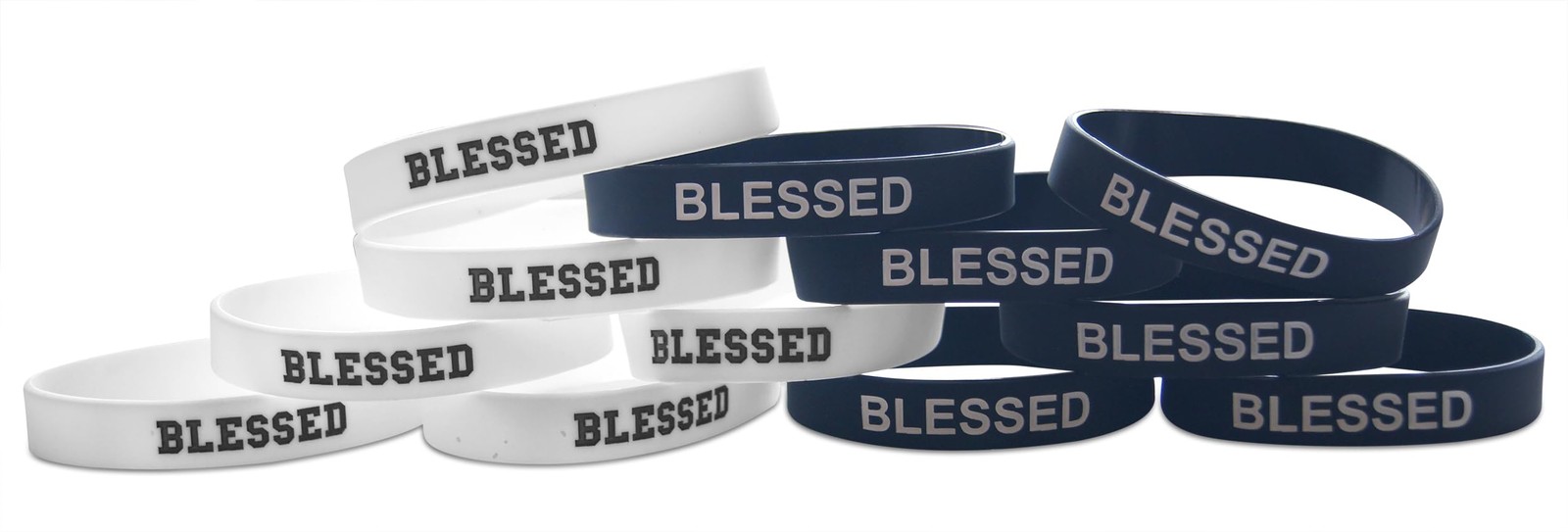 Blessed Mixed White & Black 12-Piece Silicone Band Wristband Motivation & Rel…