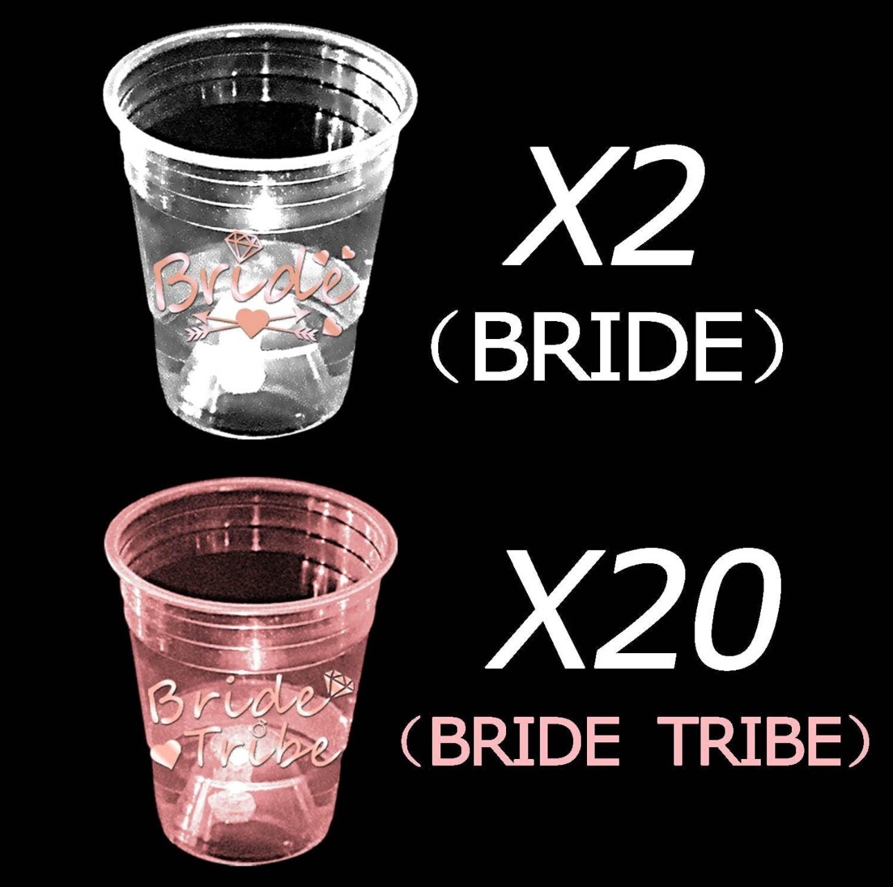 22 Pcs Bachelorette Party Decor Glow Clear Cups For Bride And Team 16OZ w/Lights