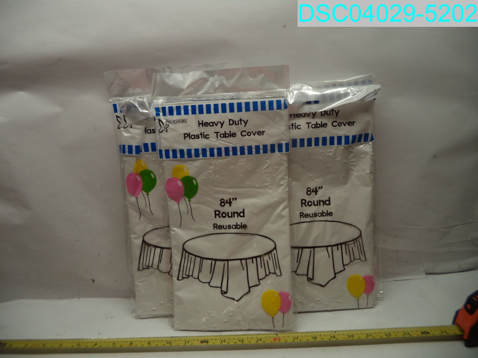 QTY=6: Evershine Heavy Duty Plastic Tablecloth Reusable Round 84″ 858958014903