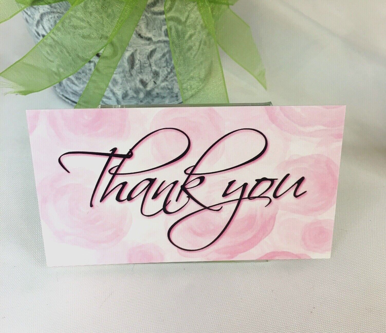 Thank You Business Cards Thank You Stickers, Pink Roses, Mini Cards, Gift Tags