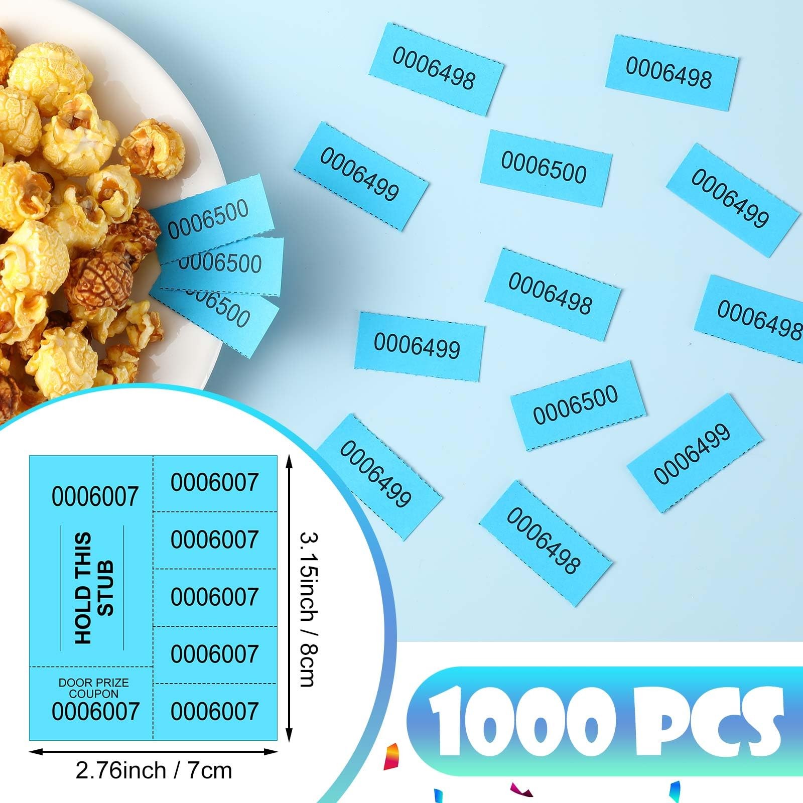1000 Sheet 5 Bid Raffle Ticket Lake Blue Chinese Auction Event Carnival Reward