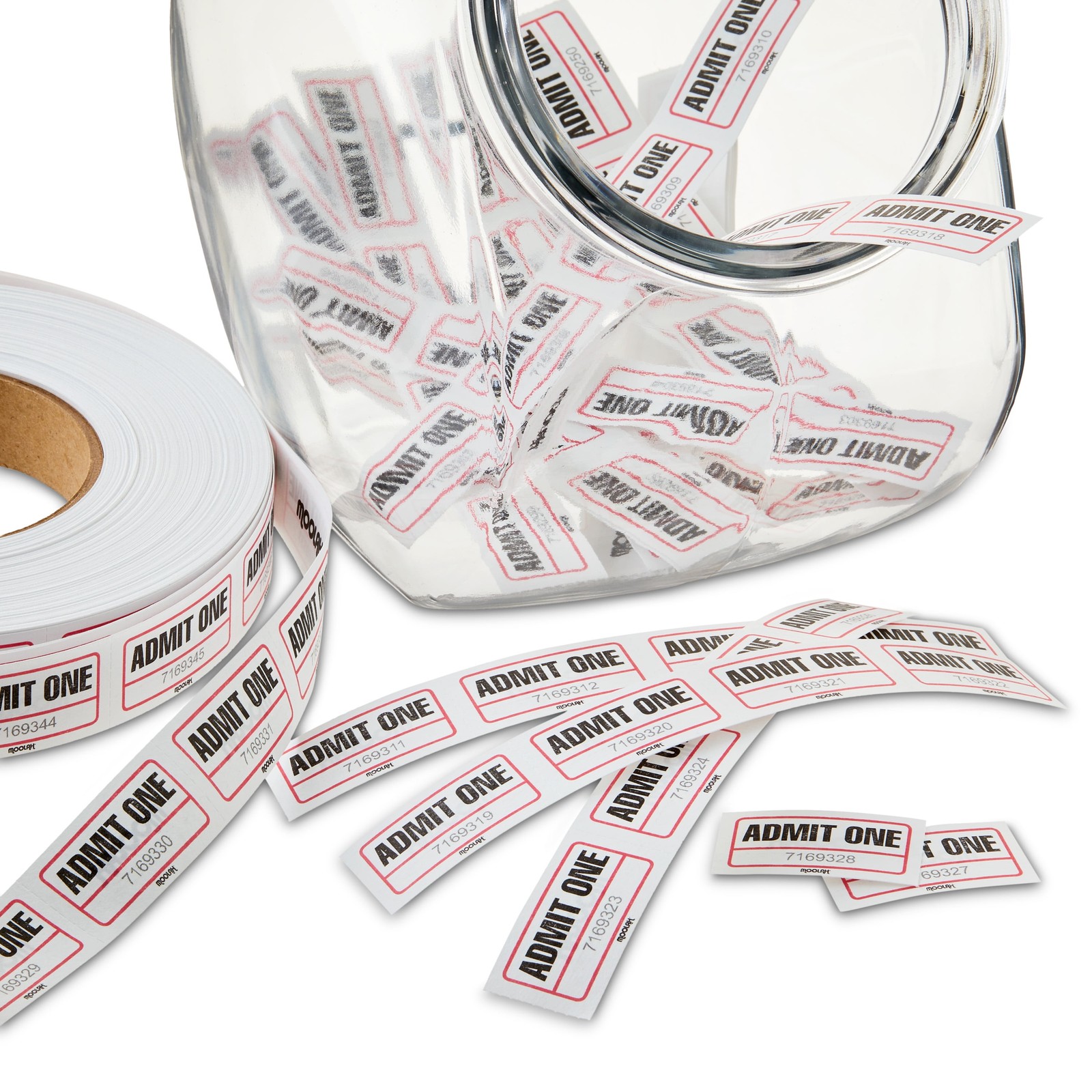 (5 pack) Pen+Gear Single-Ticket Roll, White, Consecutively Numbered, 2000 Count