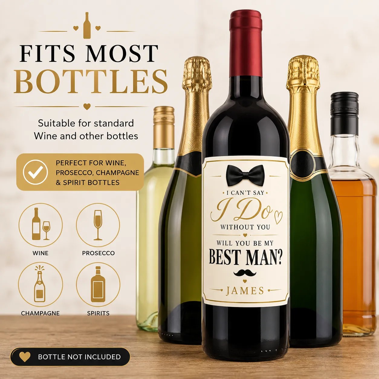 Personalised Best Man Proposal Bottle Label Sticker Wedding Wine Gift Custom