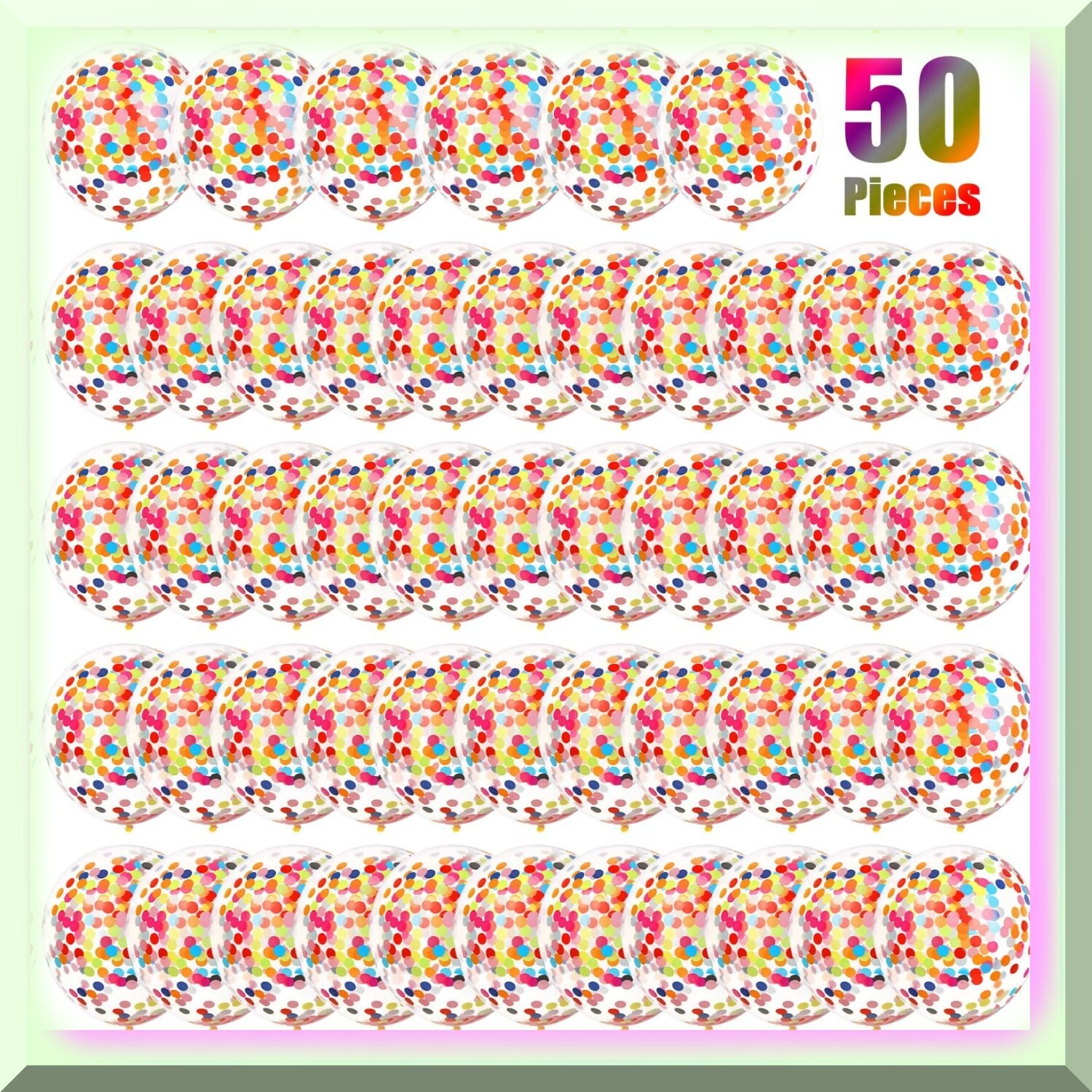 50 Multicolor Confetti Balloons 12 Inch for Parties