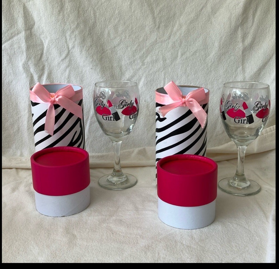 Lot Of 2 Wedding/Bachelorette Party/Girls Trip/Celebrate- Novelty Wine Glasses