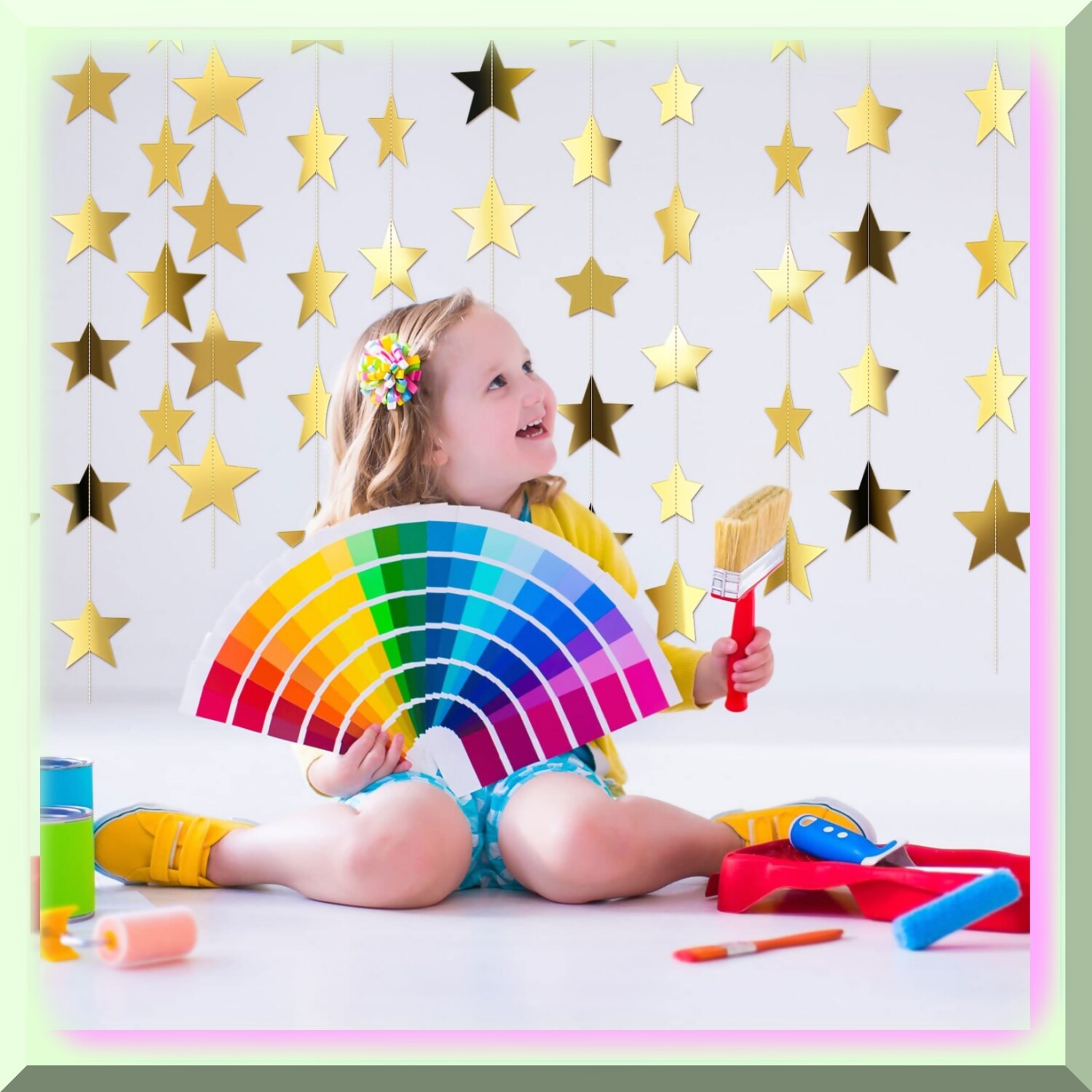 Star-Shaped Garland Banner 130ft for Celebrations