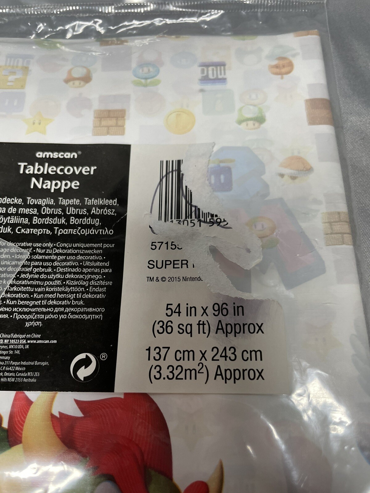 Super Mario Brothers Tattoo Favors-8 Pcs. Lot Of 3 & 1 Party Table Cloth 54×96”