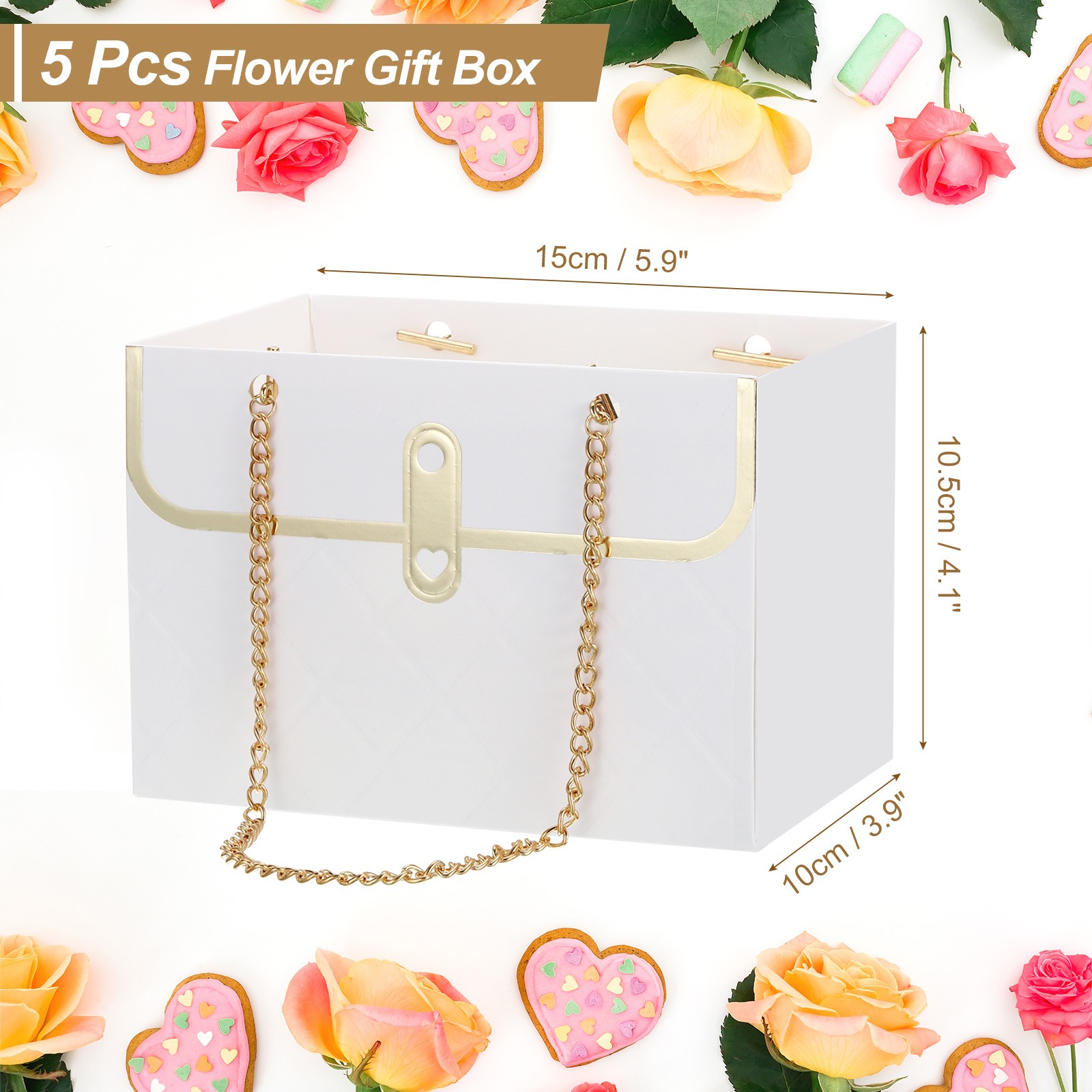 Paper Flower Bags, 5 Pcs Paper Bouquet Flower Bag, White