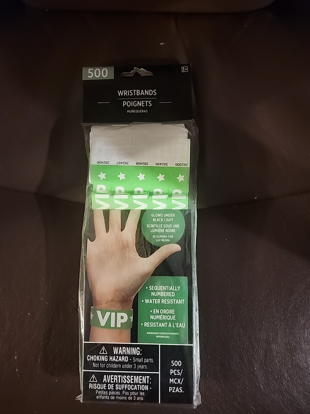 500 AMSCAN WRISTBANDS GREEN (VIP STAR) TYVEK NUMBERED EVENT, CLUB & PARTIES