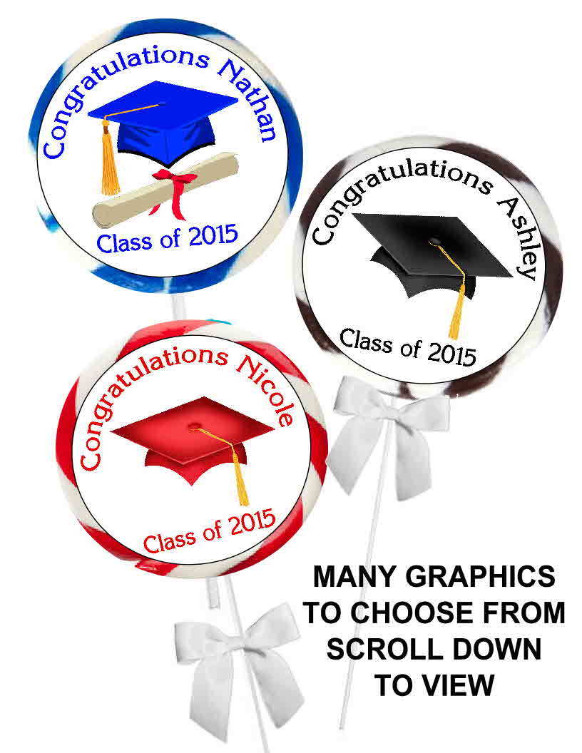 40 GRADUATION PARTY STICKERS ~ for lollipops, suckers, env. seals, favor labels