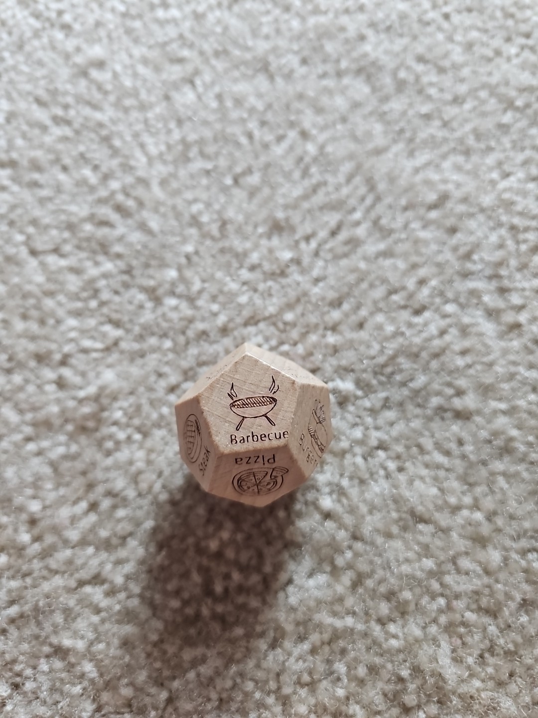 Date Night 12 Sided Wooden Dice with Different Food Meal Option
