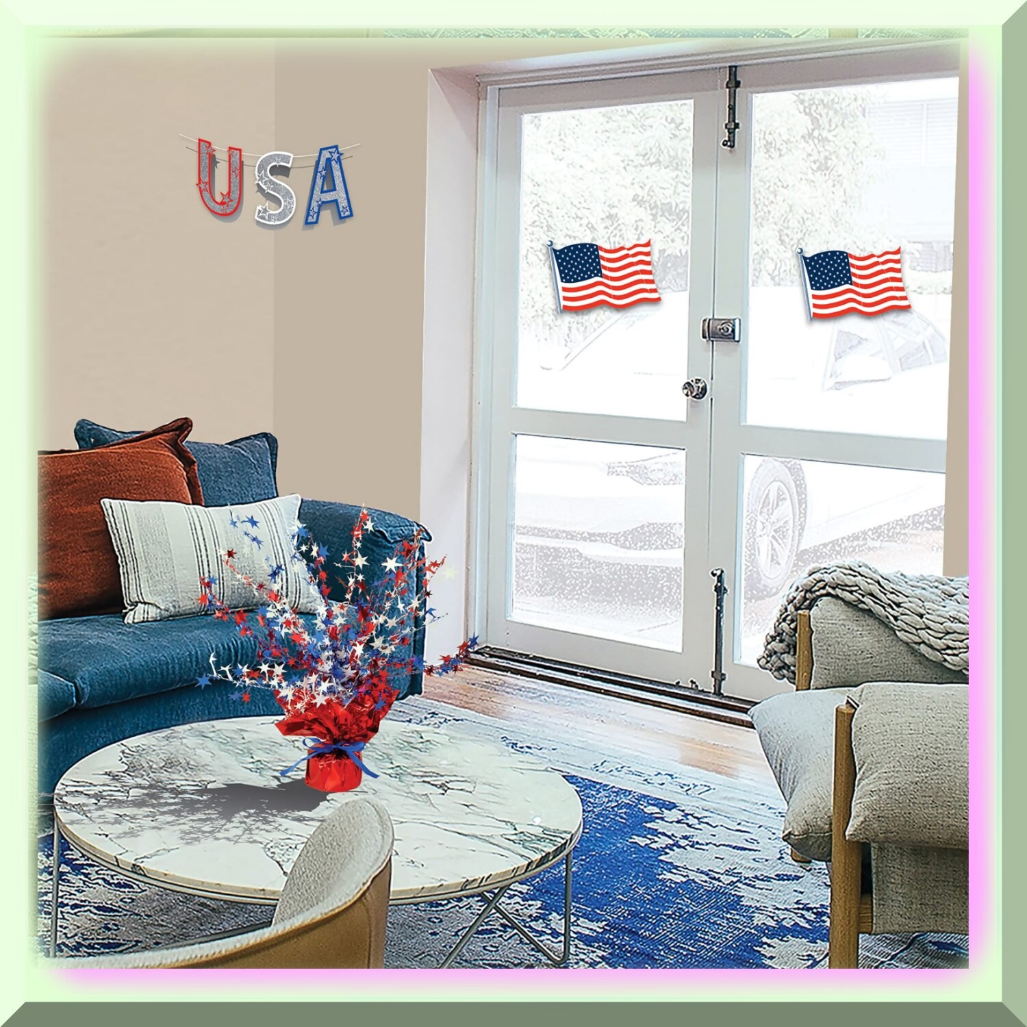 Patriotic 4th of July Centerpiece Metallic Plastic