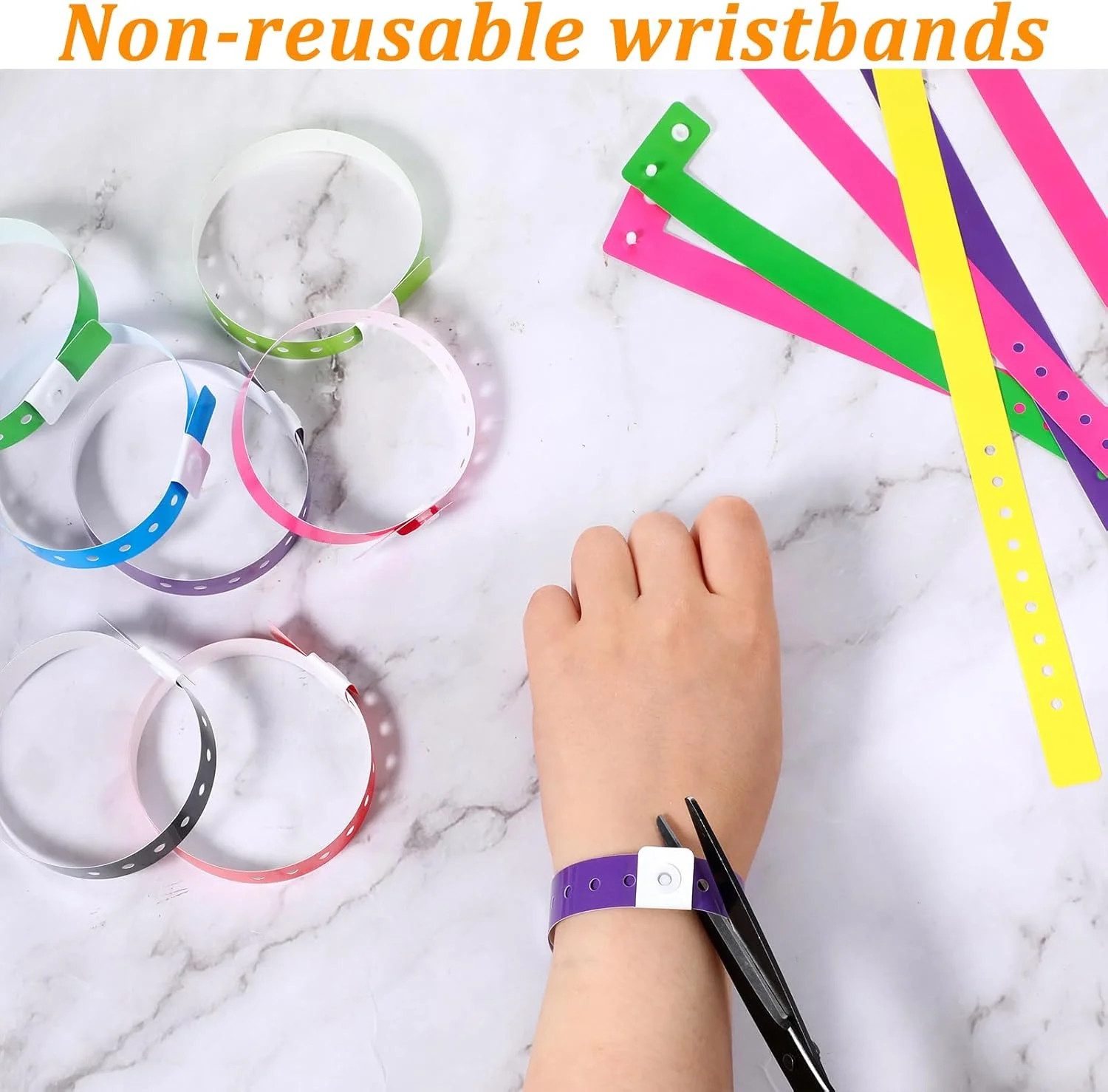 60 Pcs Vinyl Wristband in 10 Colors, Plastic Wristbands for Events, Neon Plastic