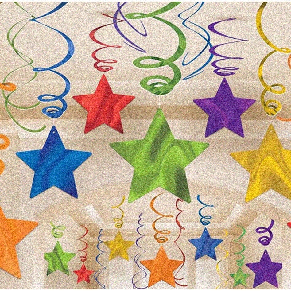 Rainbow Starry Swirl Decorations for Parties