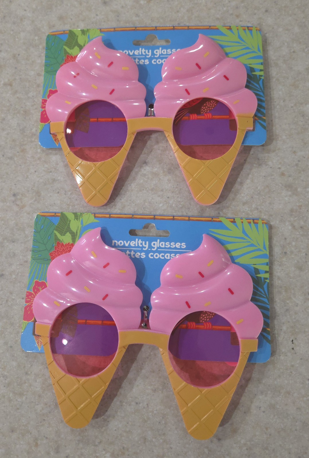 Ice Cream Novelty Party Sunglasses – Fun Party Accessory- SET OF 2 GLASSES