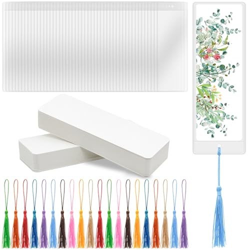 100 PCS Blank Bookmarks, 100 PCS Clear Bookmark Sleeves and 100 Colorful