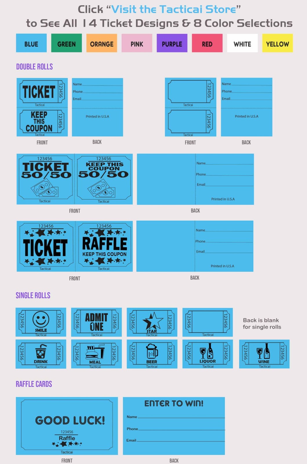 2000 Orange Blank Raffle Tickets Single Roll for Events Entry Fundraiser