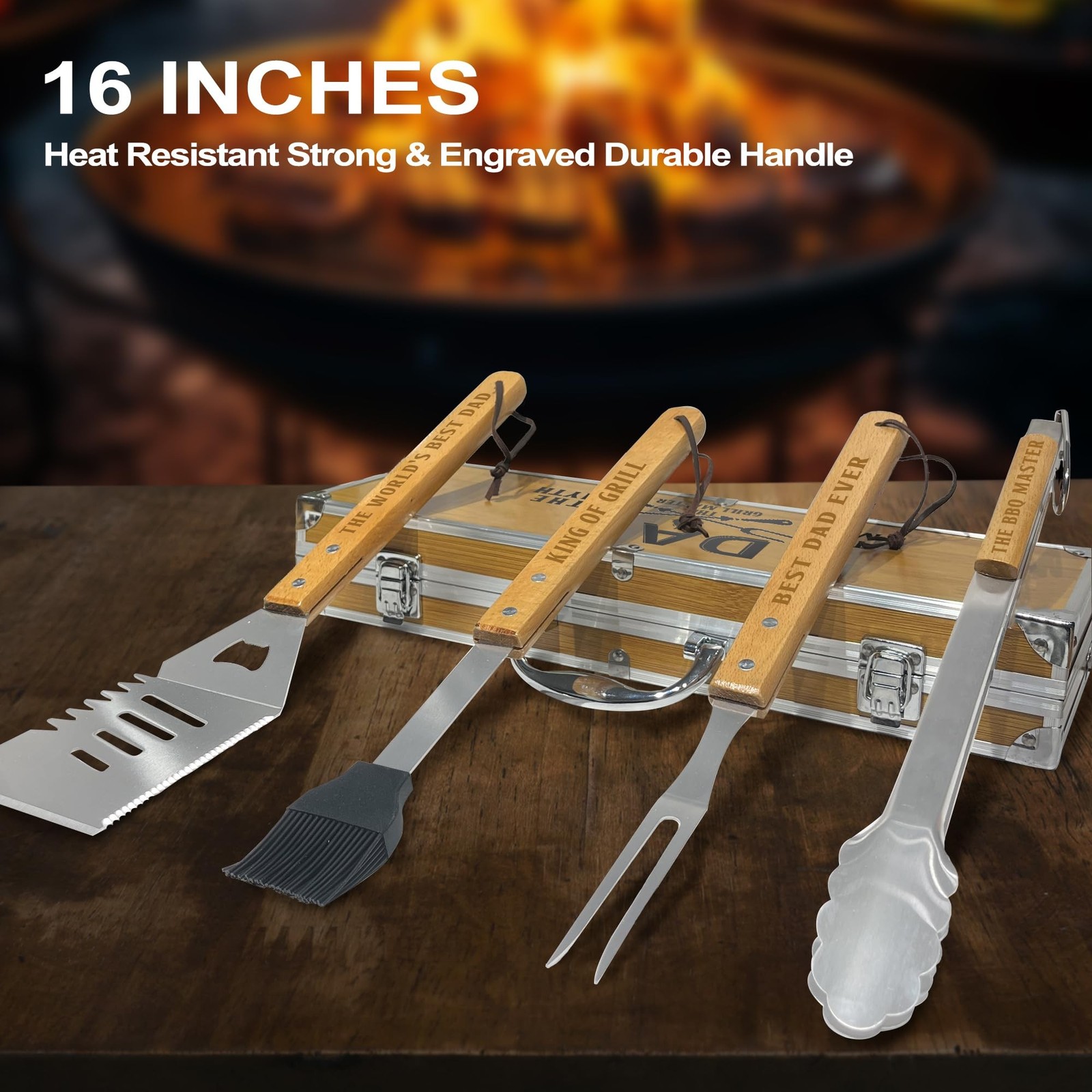 Dad Gifts from Daughter Fathers Day Heavy Duty Wooden BBQ Grilling Accessorie…