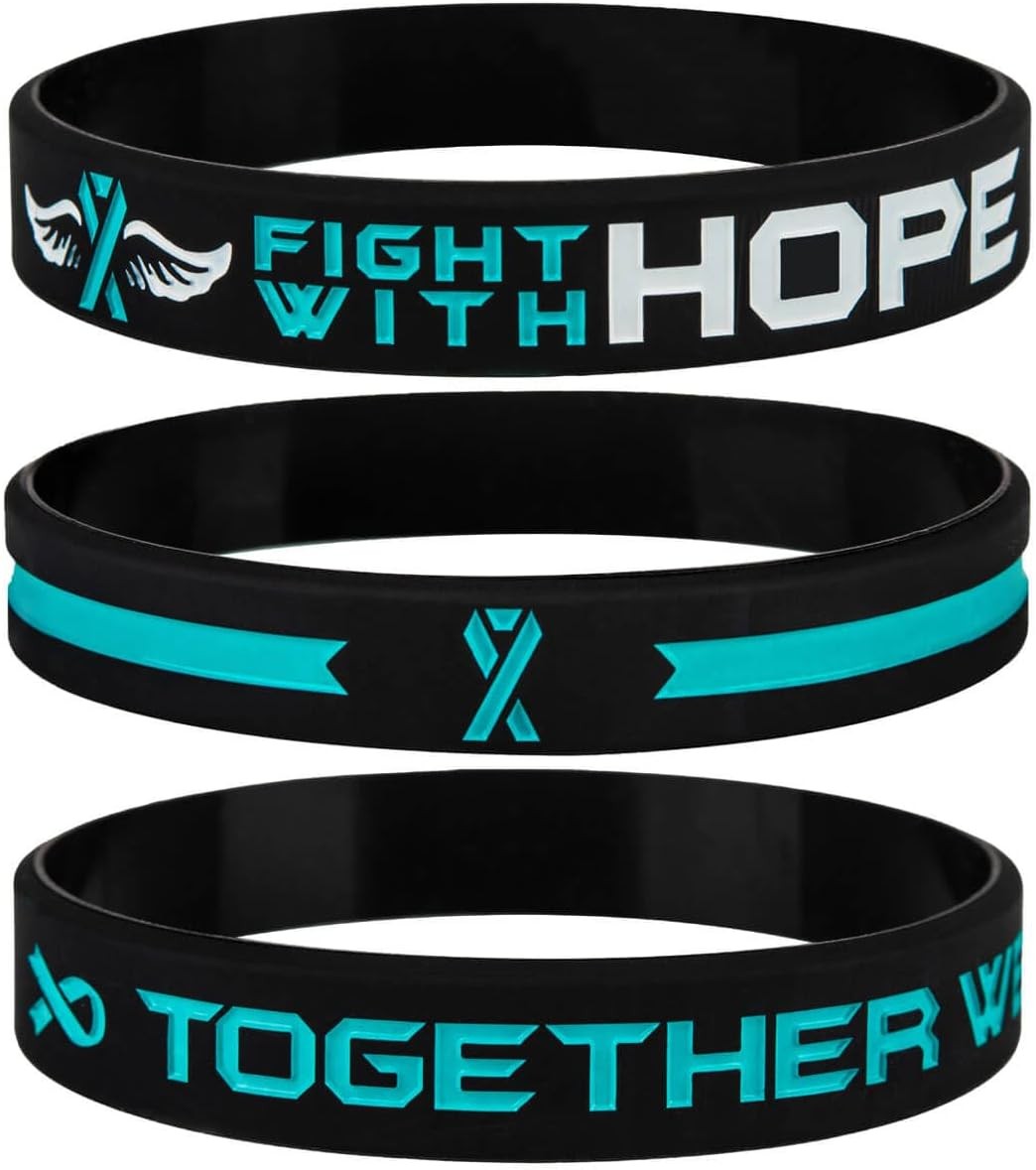 Get Well Soon Gifts Teal Awareness Ribbon Bracelets with Motivational Unisex
