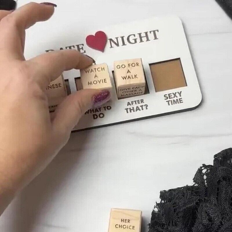 Wooden Date Night Dice Game for Couples Fun, Romantic Decision Dice Gift Lovers