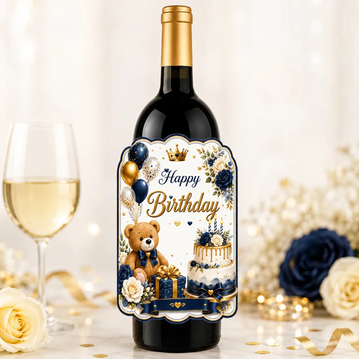 Personalised Birthday Bottle Label Sticker Custom Wine Champagne Gift Decor