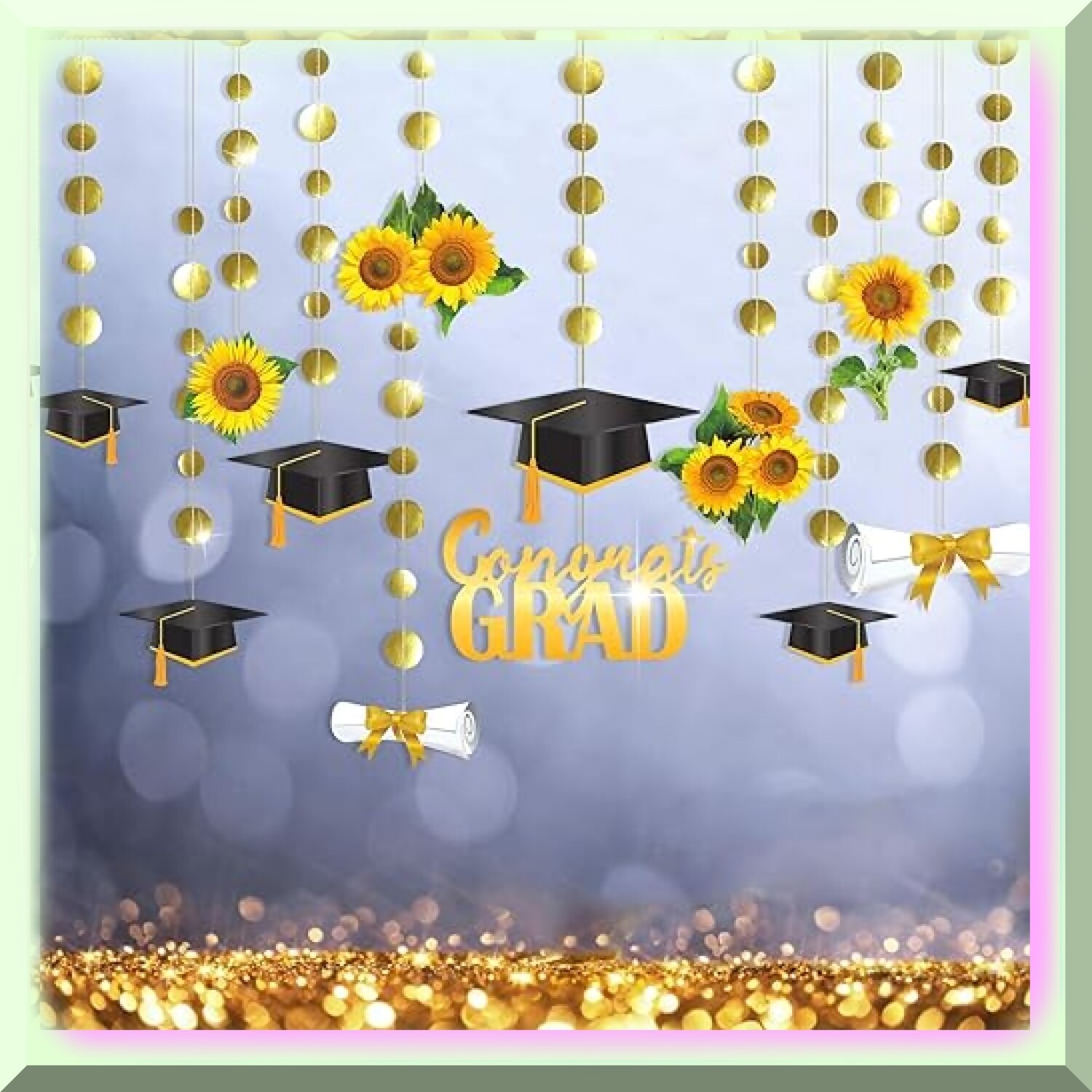 Sunflower Graduation Party Decor Set with Banner and Stars