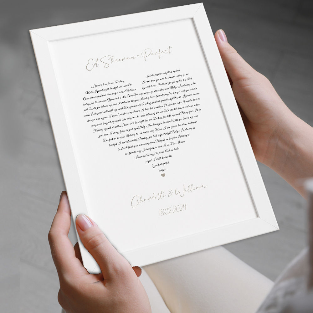 Our Song Lyrics Heart Wall Art Print Custom Gift Valentine Wedding A4 A5 A3