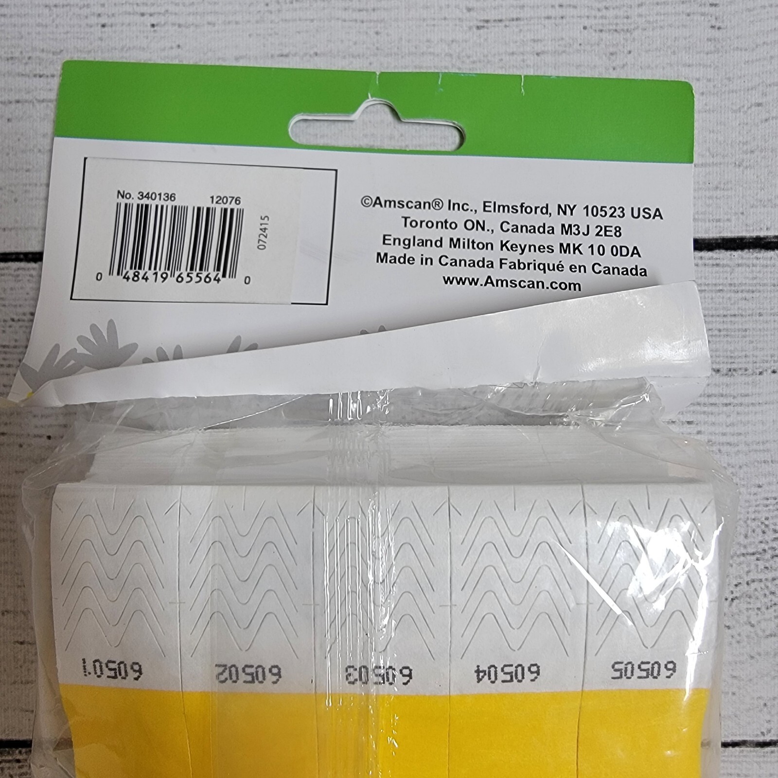 Amscan Event Wristbands 500 Count Tyvek Yellow Identification Bracelets Numbered