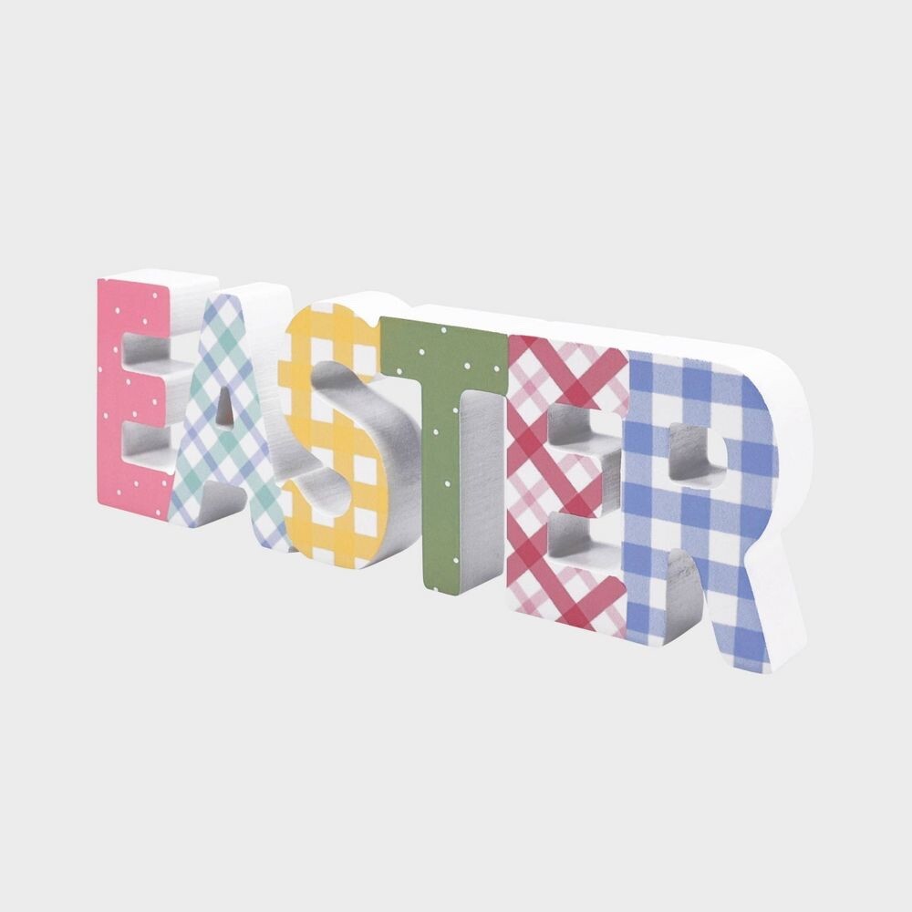 Wooden Block Letter ‘Easter’ Free Standing Tabletop Sign – Spritz™ 3.5″ x 10″