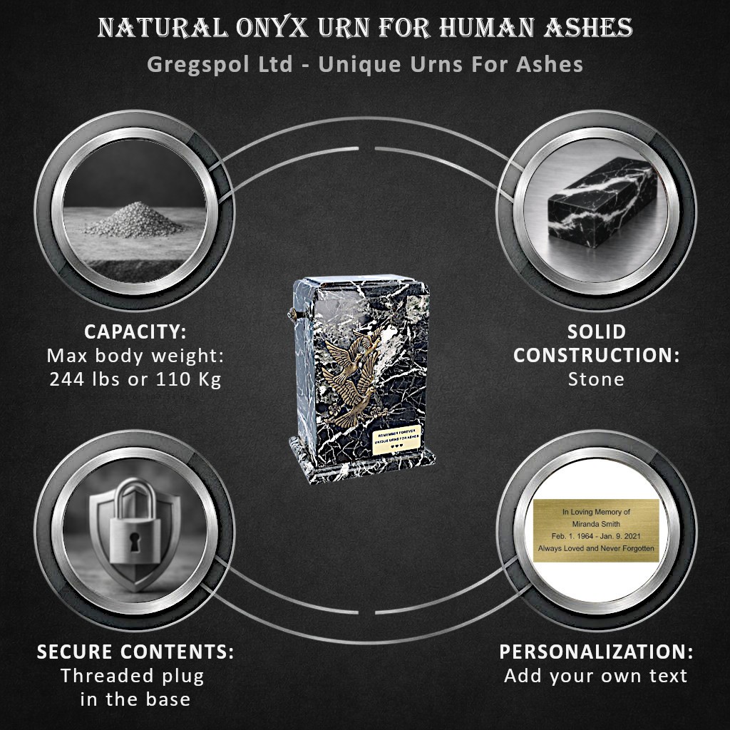 Onyx Adult Cremation Casket Funeral Ashes urn Unique Human Ashes Memorial Urn
