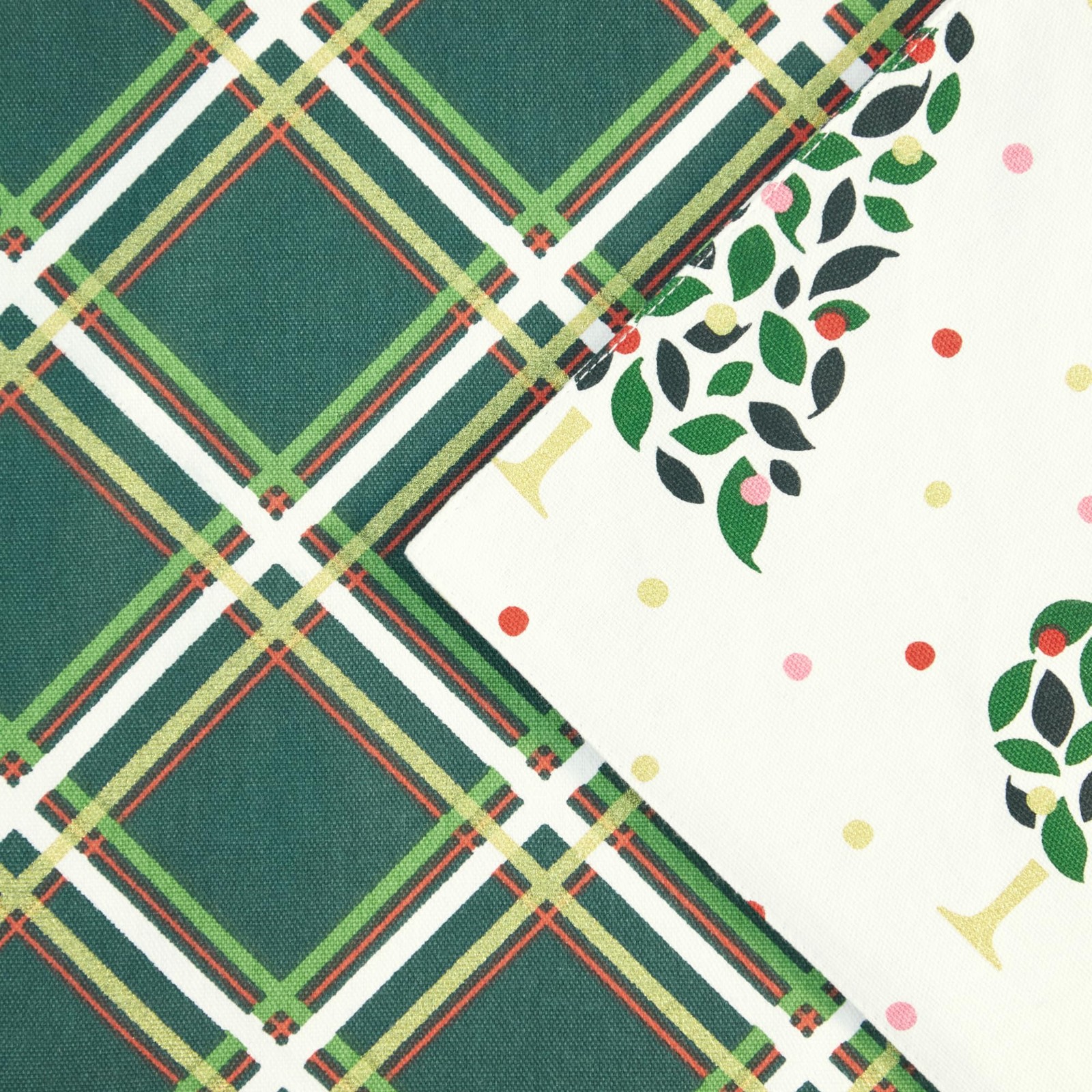 Kate Spade Holiday Confetti & Plaid Reversible Table Runner 15″x72″
