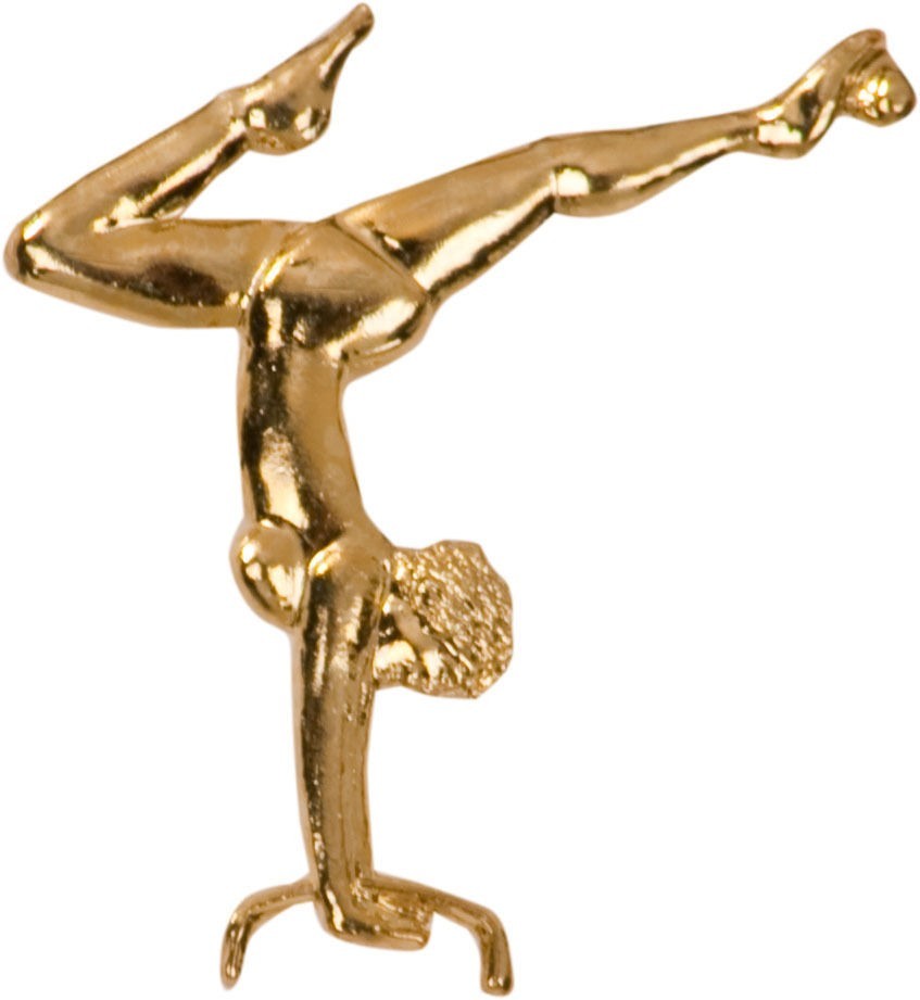 Gold Finish Metal Female Gymnast Pin TIE TACK School Varsity Insignia Chenille
