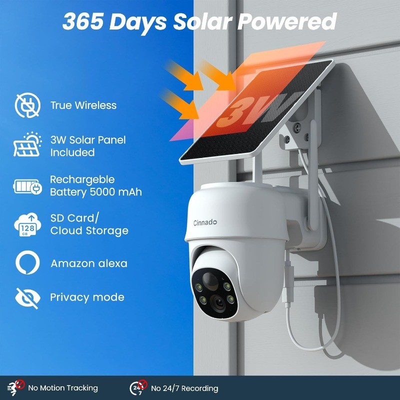 2K Cameras for Home Security-2.4G WiFi Outdoor Camera Wireless Solar