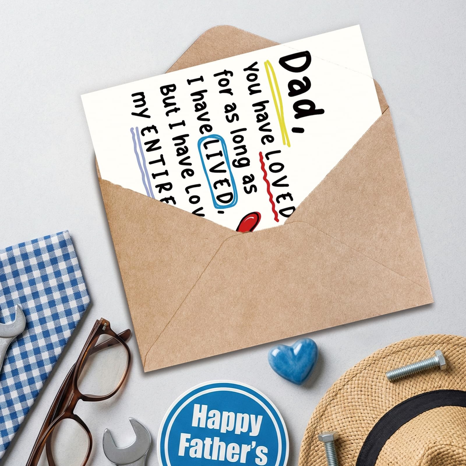 Abeletree Fathers Day Card Gift for Dad from Daughter Son, 7×5 inches, AT-388