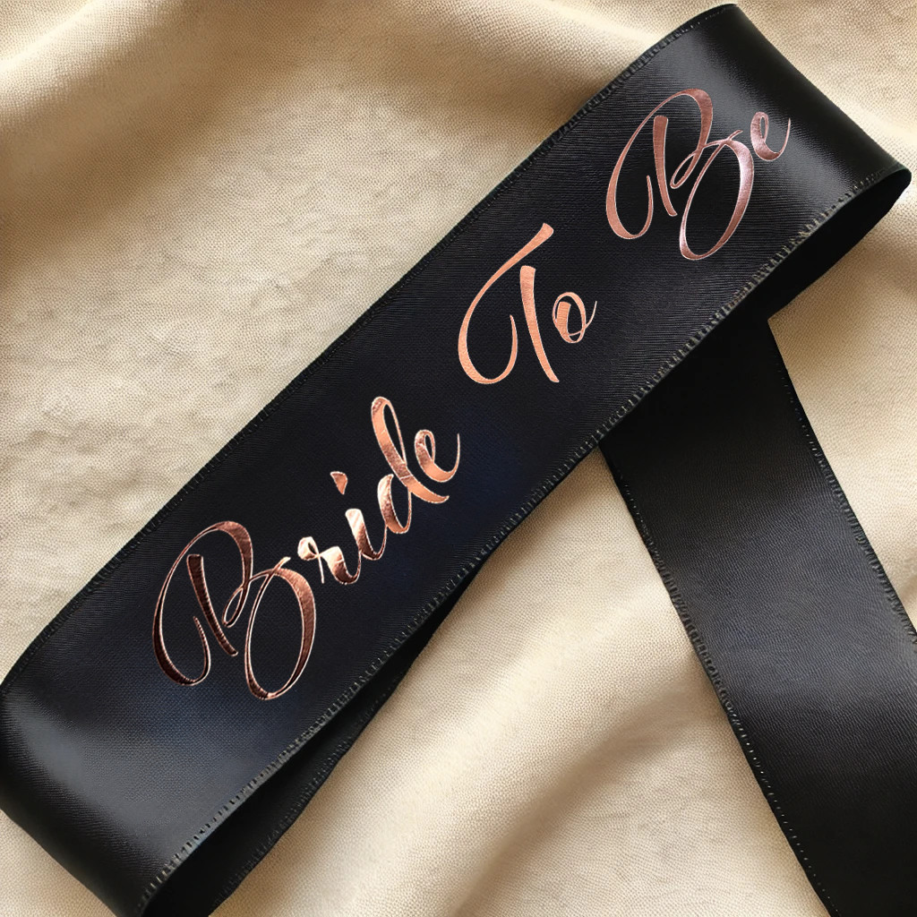 Bride To Be white and gold sash Party Decoration Personalise
