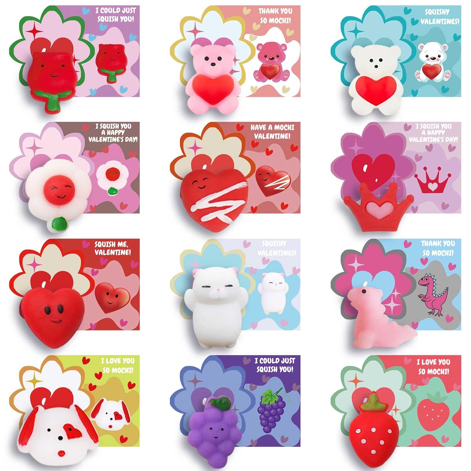 ricluck Valentines Day Cards Gifts for Kids, 24 PCS Mochi Squishy Party…
