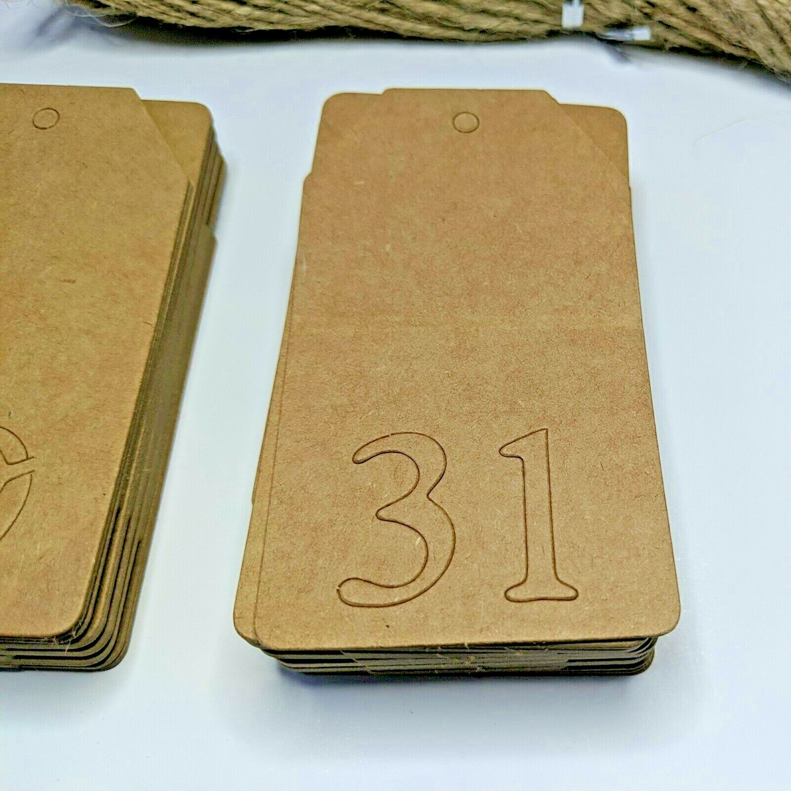 Kraft Paper Tags Numbers 1-31 Wedding Party Birthday Table Number Labels 3 Each