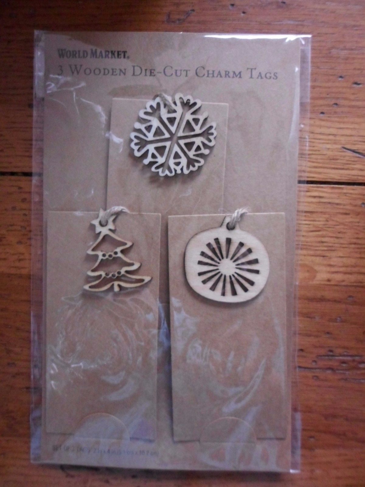 Gift Tags Kraft card stock with Charms Set of 3 Christmas