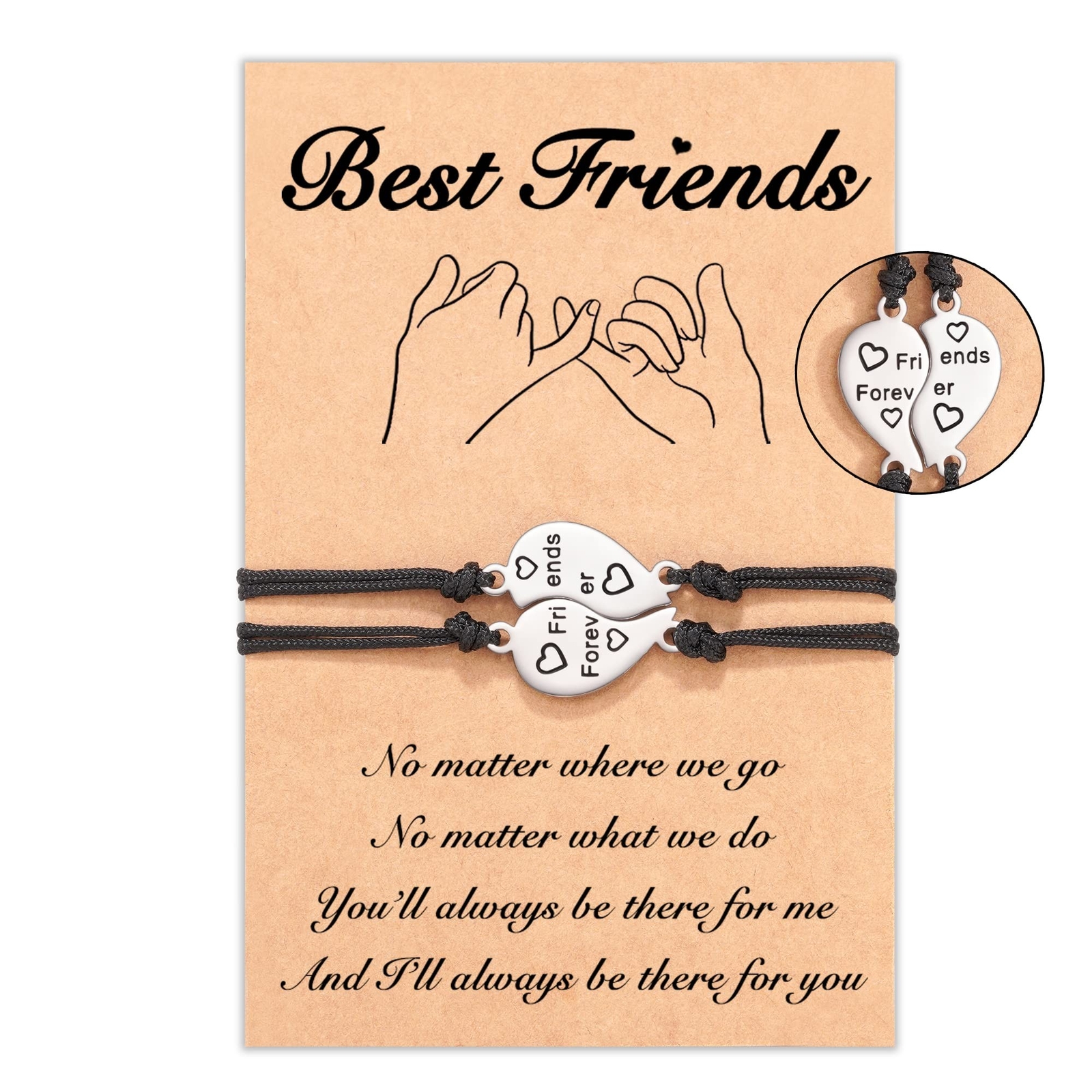 Tarsus Best Friend/Sister Bracelets for 2/3 Heart Matching Bracelets Gifts fo…