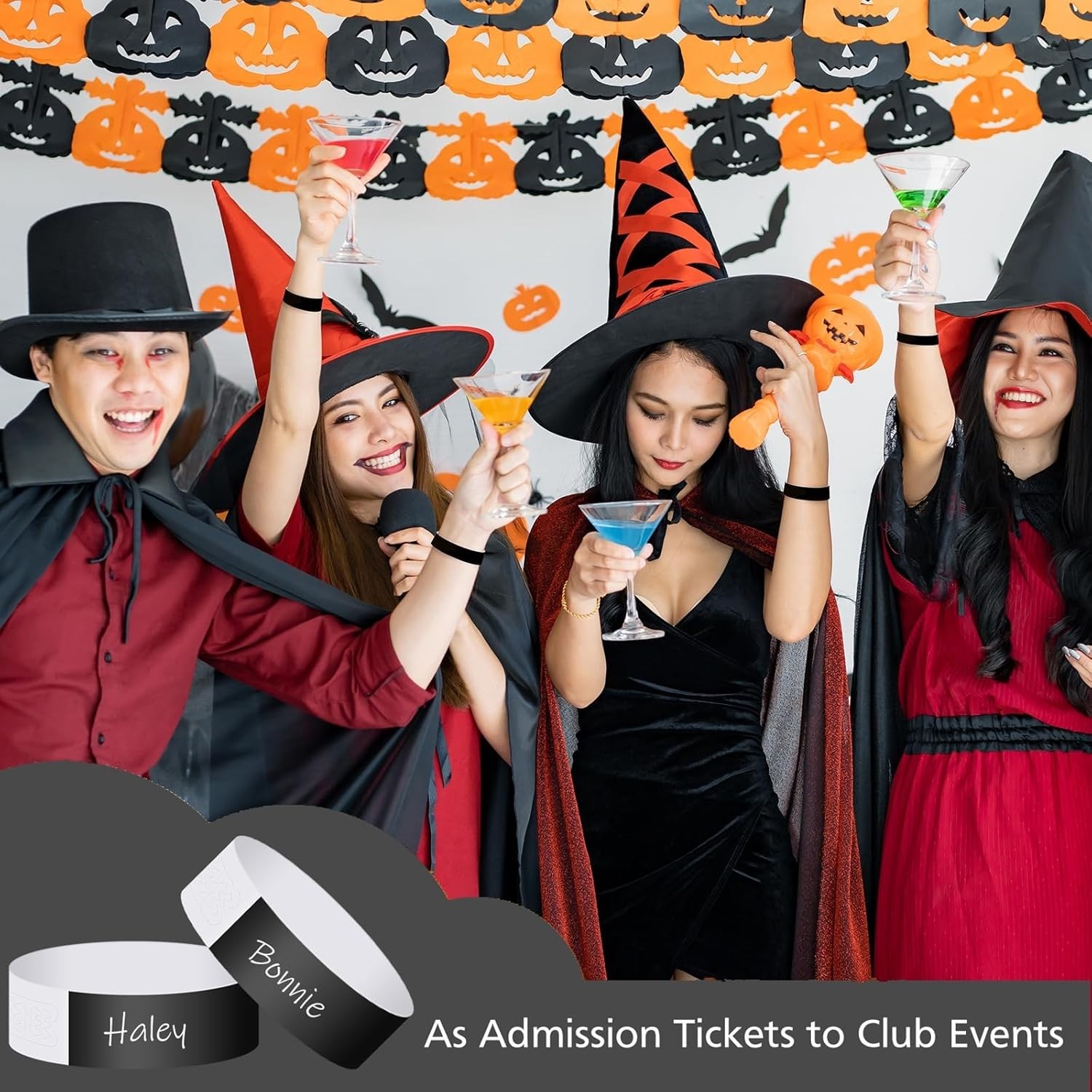 Black Waterproof Paper Wristbands – 400 Bulk Event Arm Bands for Easy Access