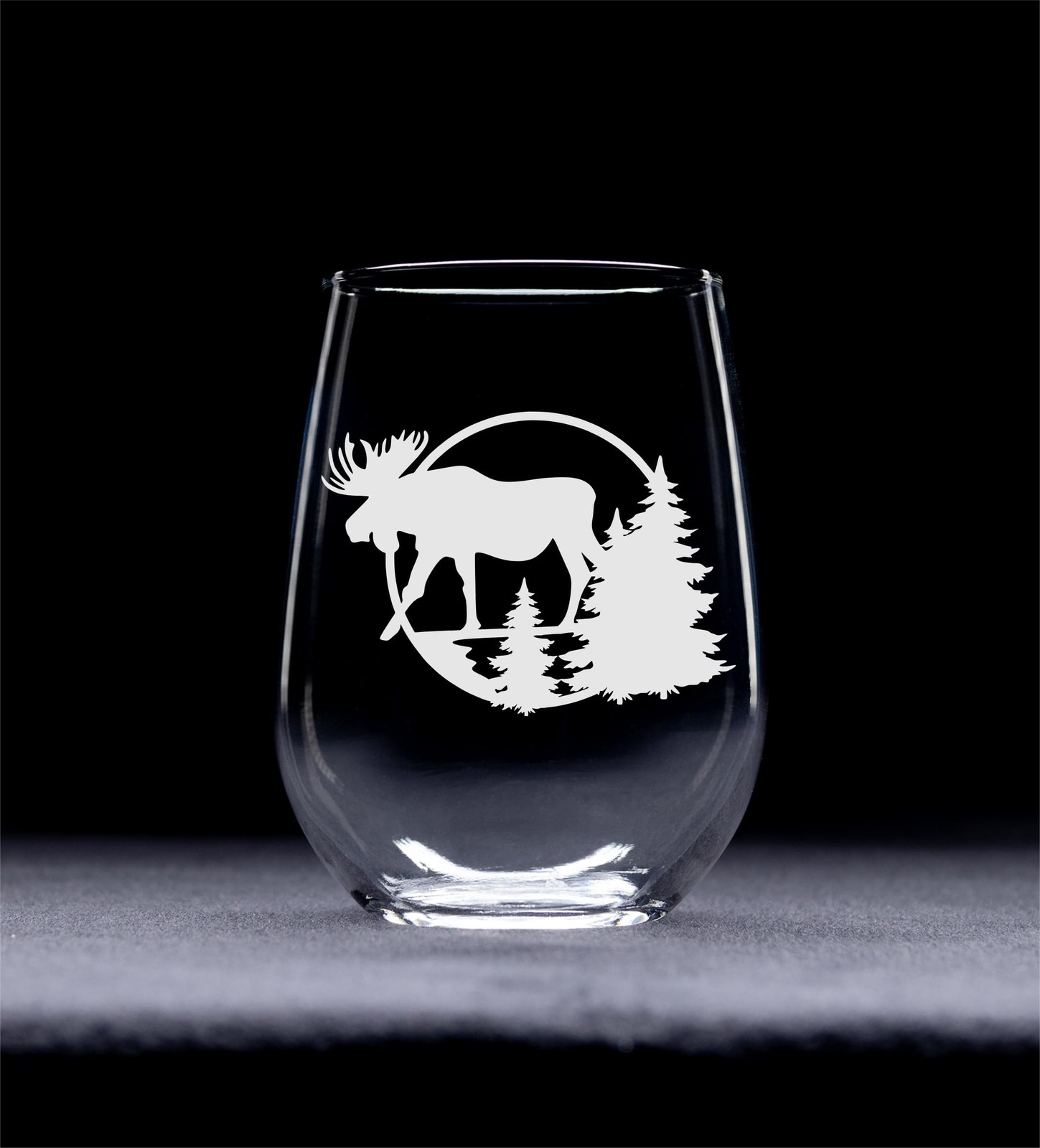 C M Moose Stemless Wine Glass, 17 oz. – Moose Forrest Themed Gift for Men and…