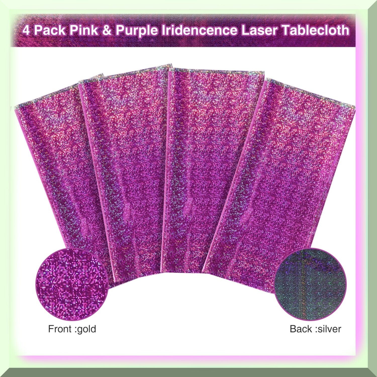 Iridescent Holographic Plastic Tablecloth Set 4 Pack