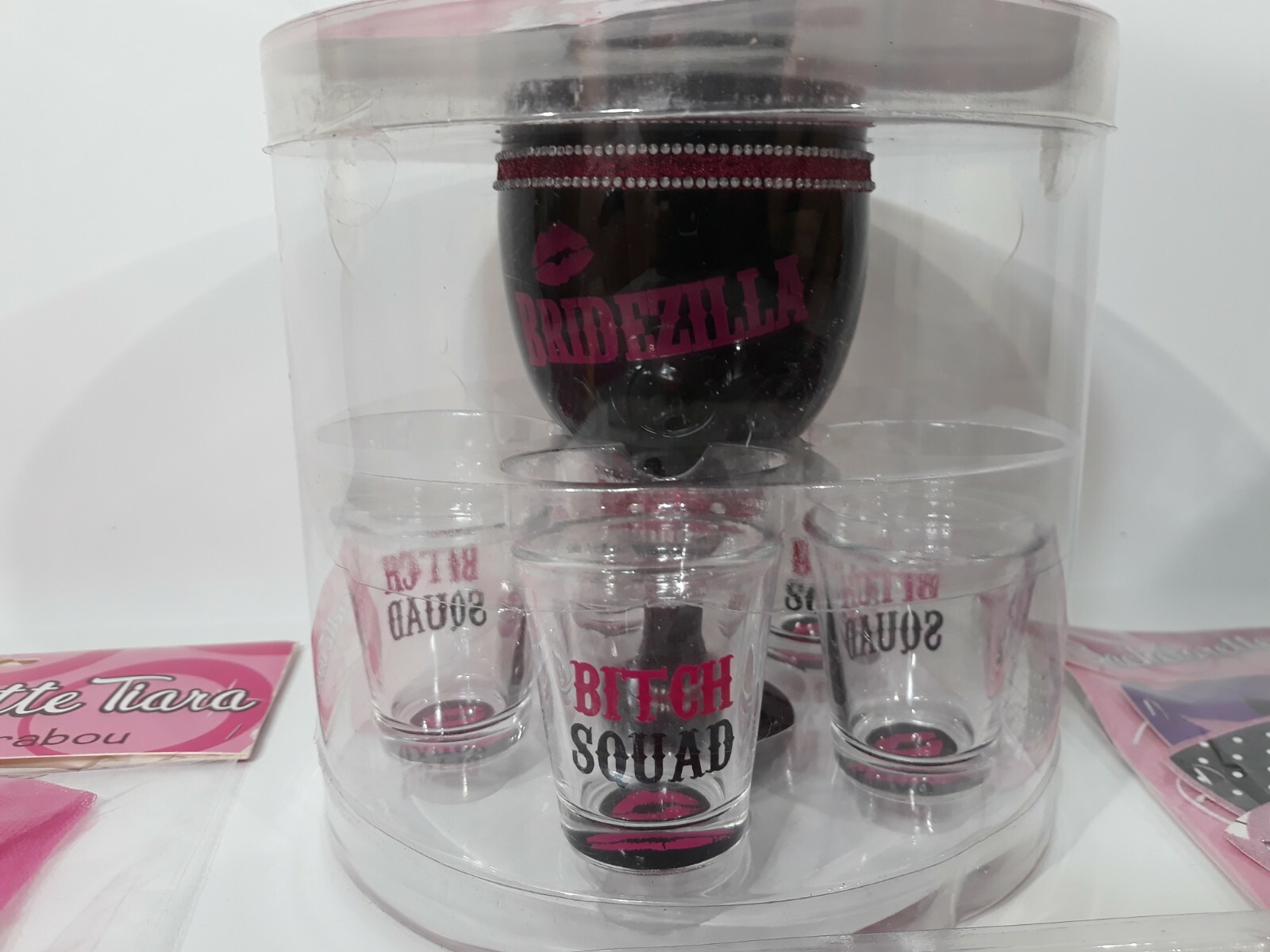 Lot Bridal Bride Bachelorette Party Pimp Cup & Shot Set Party Shots Tiara Masks